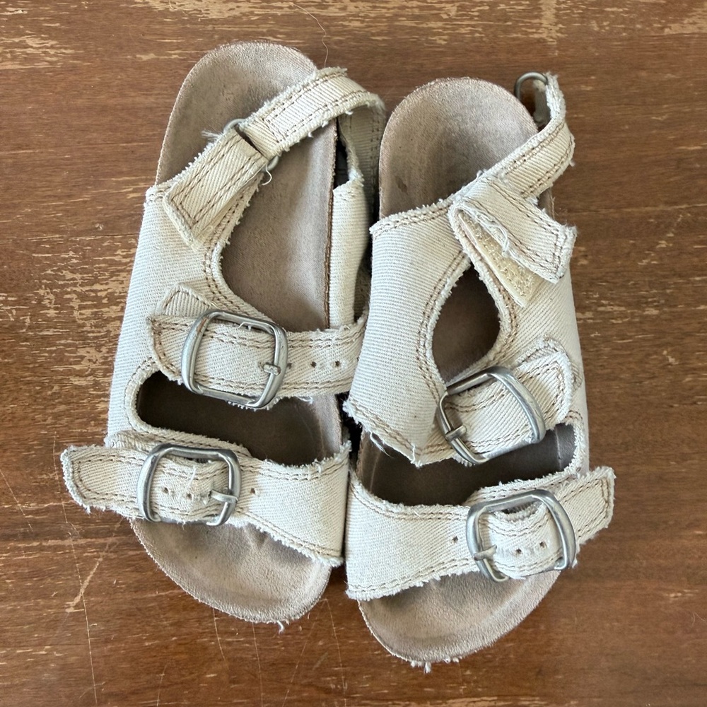 Zara Kids Beige Canvas Buckle Sandals